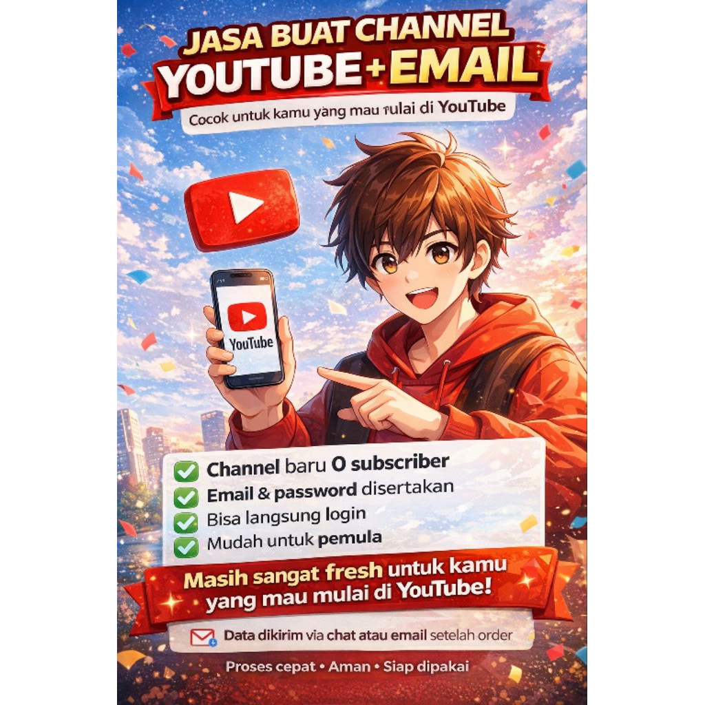 Channel YouTube Baru 0 subscribe + Email Login (Siap Upload Video)