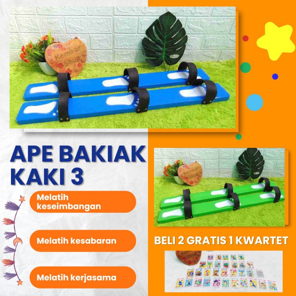 [BELI 2 GRATIS 1 KARTU KWARTET] APE-BAK-PJG3 Mainan Edukasi Alat Permainan Edukatif Anak APE Sandal 