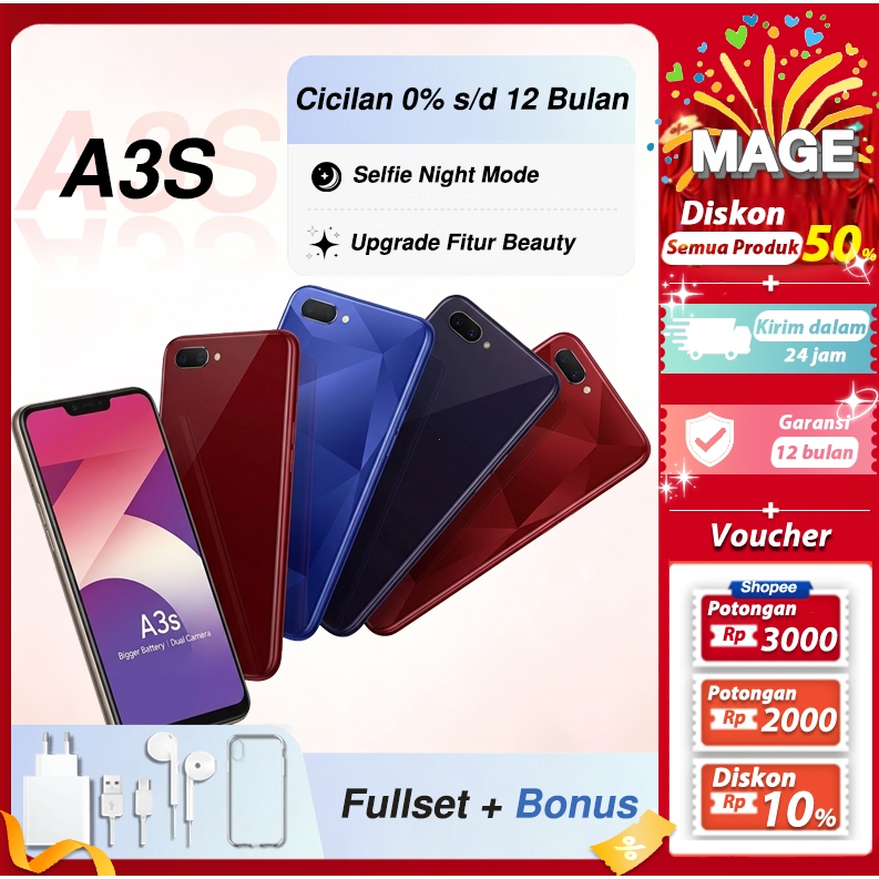 HP A3S RAM 6+128GB 4G LTE Second Original Fullset Grosir Murah Siap Pakai Garansi 12 Bulan