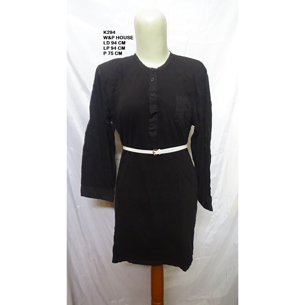 Kemeja Tunik Hitam Polos K294 W&P HOUSE – Atasan Panjang Casual Kerja