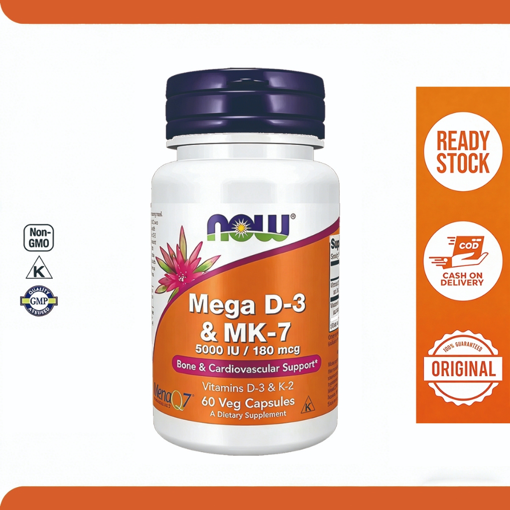 Now Foods Mega D-3 MK-7 Vitamin D3 MK7 D 3 MK 7 Bone Cardiovascular 5000 iu US Supplement