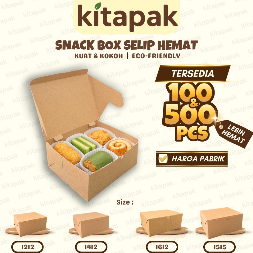 (100 / 500 PCS) SNACK BOX SELIP HEMAT | DUS SNACK CAMILAN CATERING ACARA HAJATAN RAPAT UMKM RESTORAN