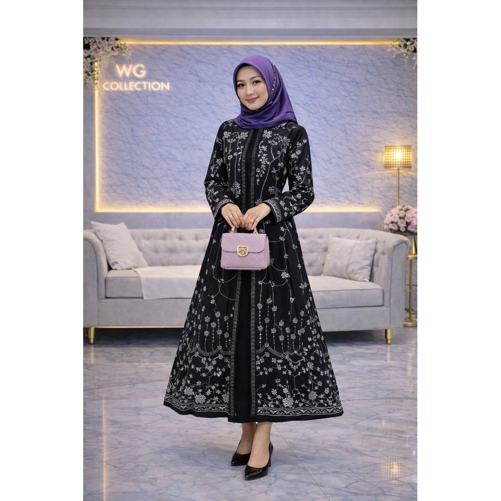 Gamis Brukat Premium Linen Dress Muslimah Viral 2026