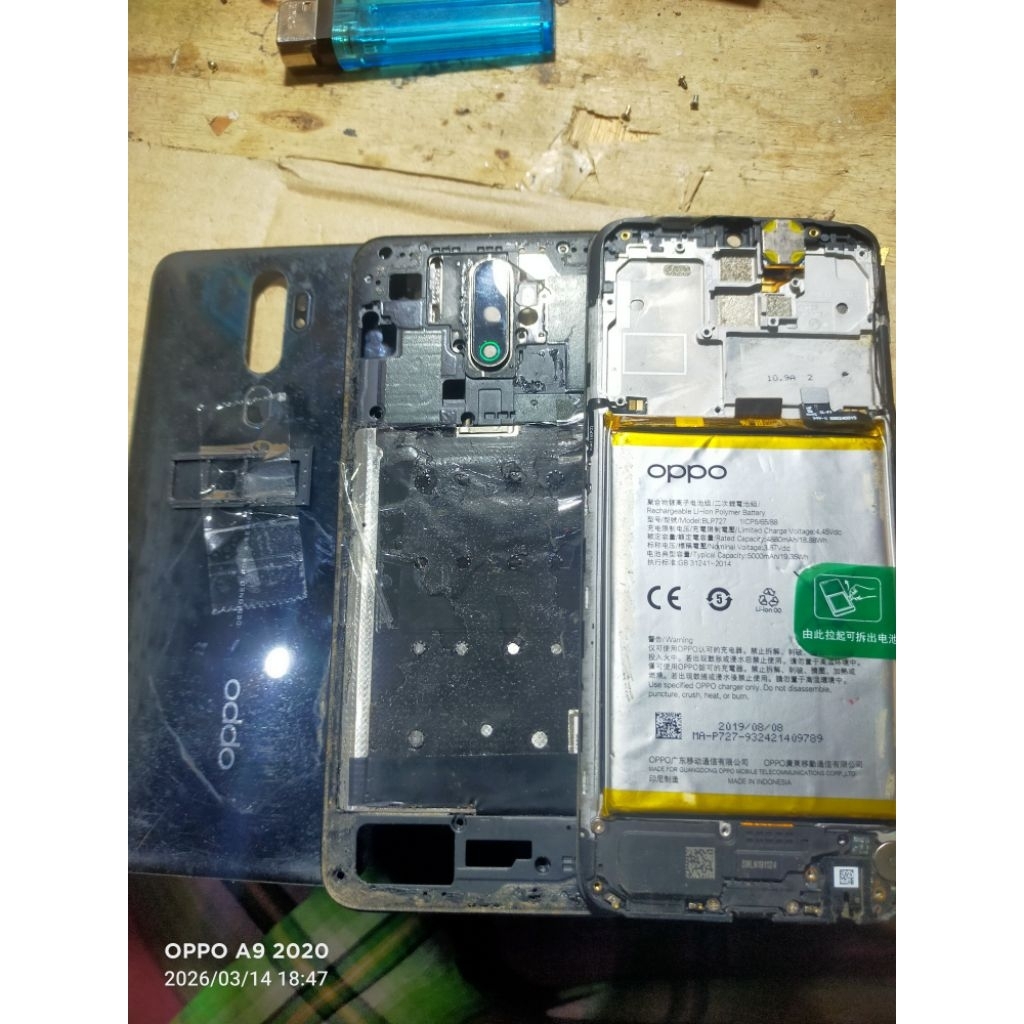FRAME TATAKAN LCD _ BECDOOR _ BATREI OPPO A5 2020 ORIGINAL COPOTAN