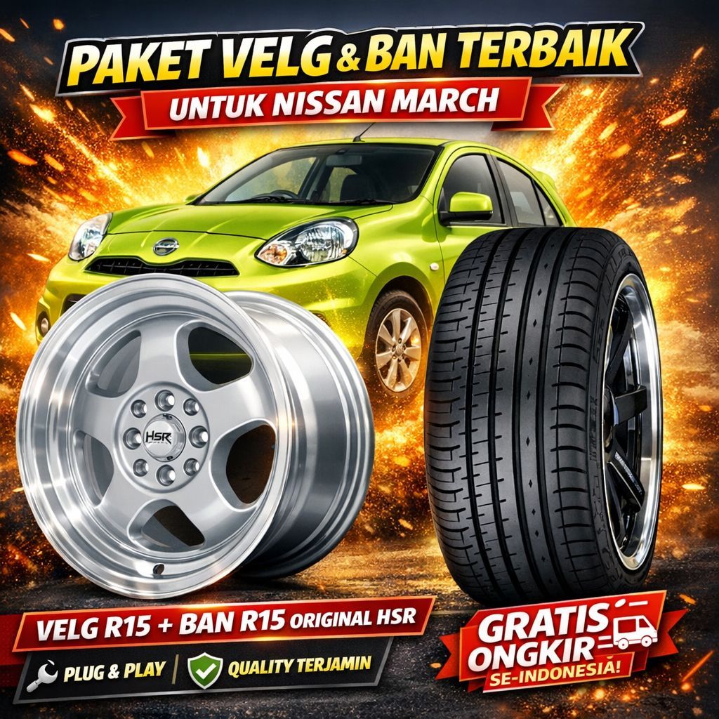 Paket Velg Ban Celong Ring 15 HSR Brisket Silver Machine Lip + Ban Mobil PCD 8x100/114.3 Best For Br