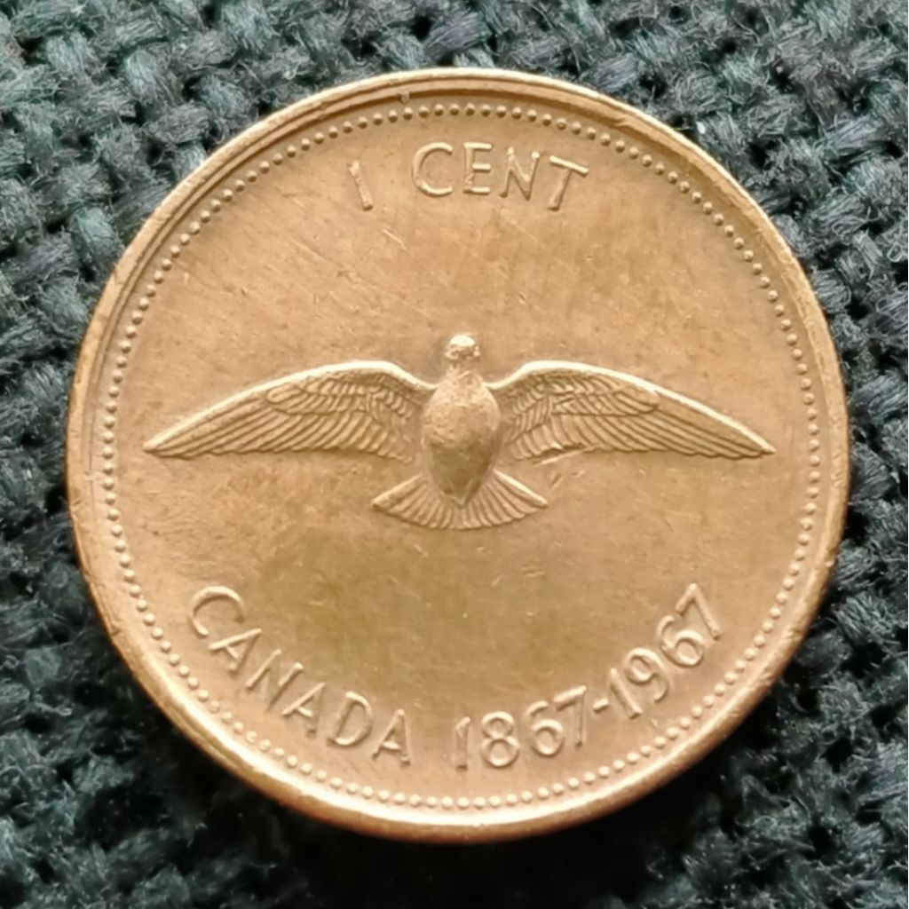 Koin Kuno Canada 1 Cent 1967 Peringatan 100 tahun Canada