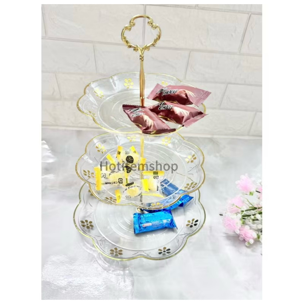 cake tray 3 tingkat piring lebarangkue permen susun tingkat