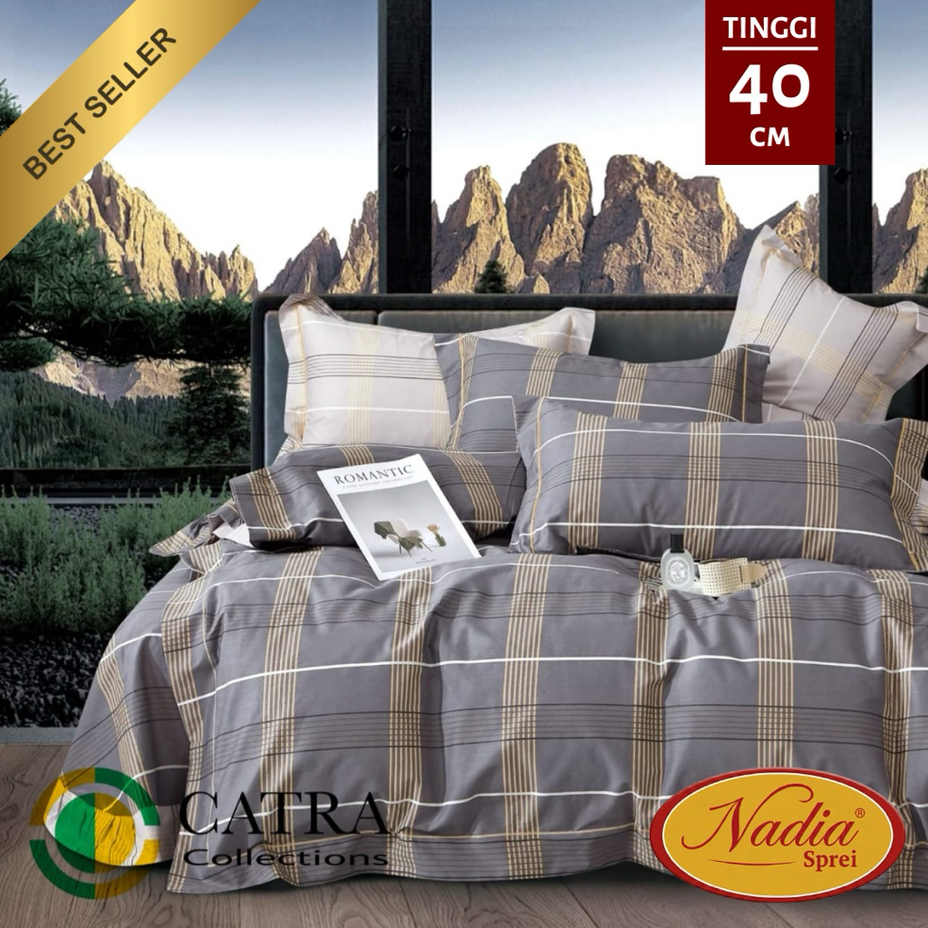 Nadia Sprei Catra Bahan Katun Premium Lokal Set Sprei Sarung Bantal & Guling Tinggi 40 cm (Kasur Hot