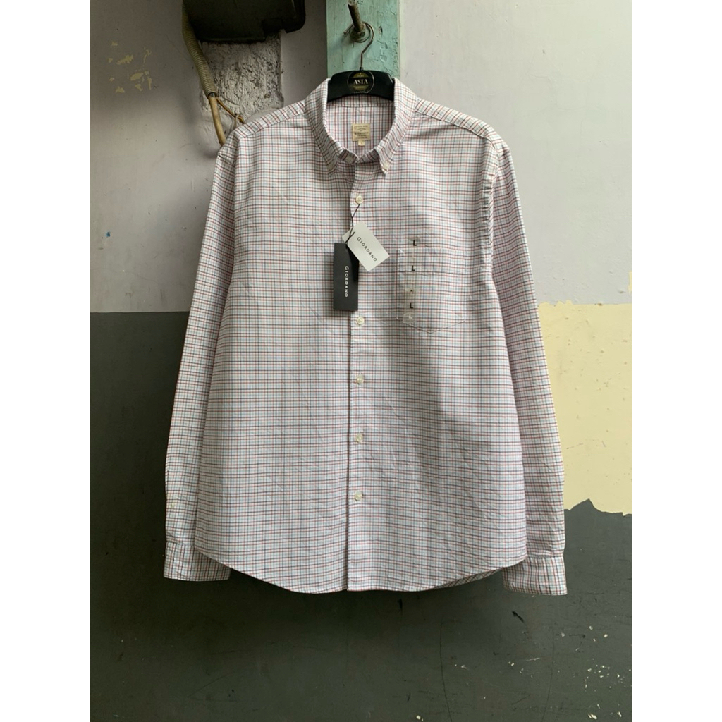 kemeja pria Giordano lengan panjang preloved