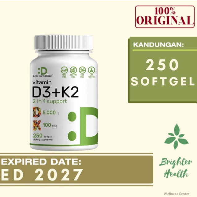 Deal Supplement Vitamin D3 5000IU K2 100mcg Sunflower Seed Oil Deal D3 10,000IU K2 200mcg Coconut Oi