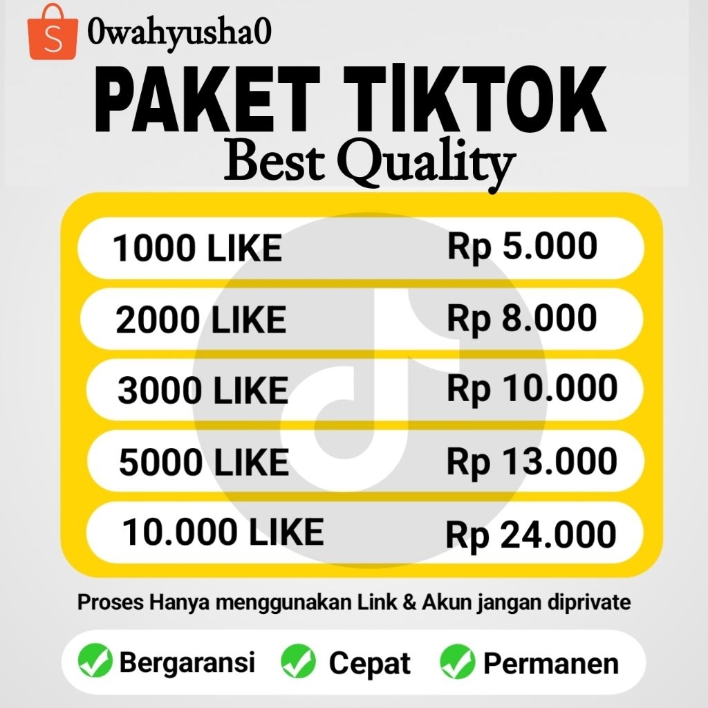 LIKE TIKTOK REAL AKTIF PERMANEN SELAMANYA