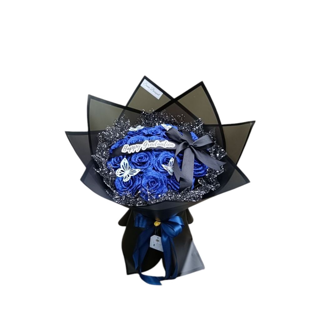 BUKET BUNGA PITA SATIN FULL GLITER, FREE KUPU", PITA KARTU UCAPAN, TILE SALJU (Langsung kirim) req u