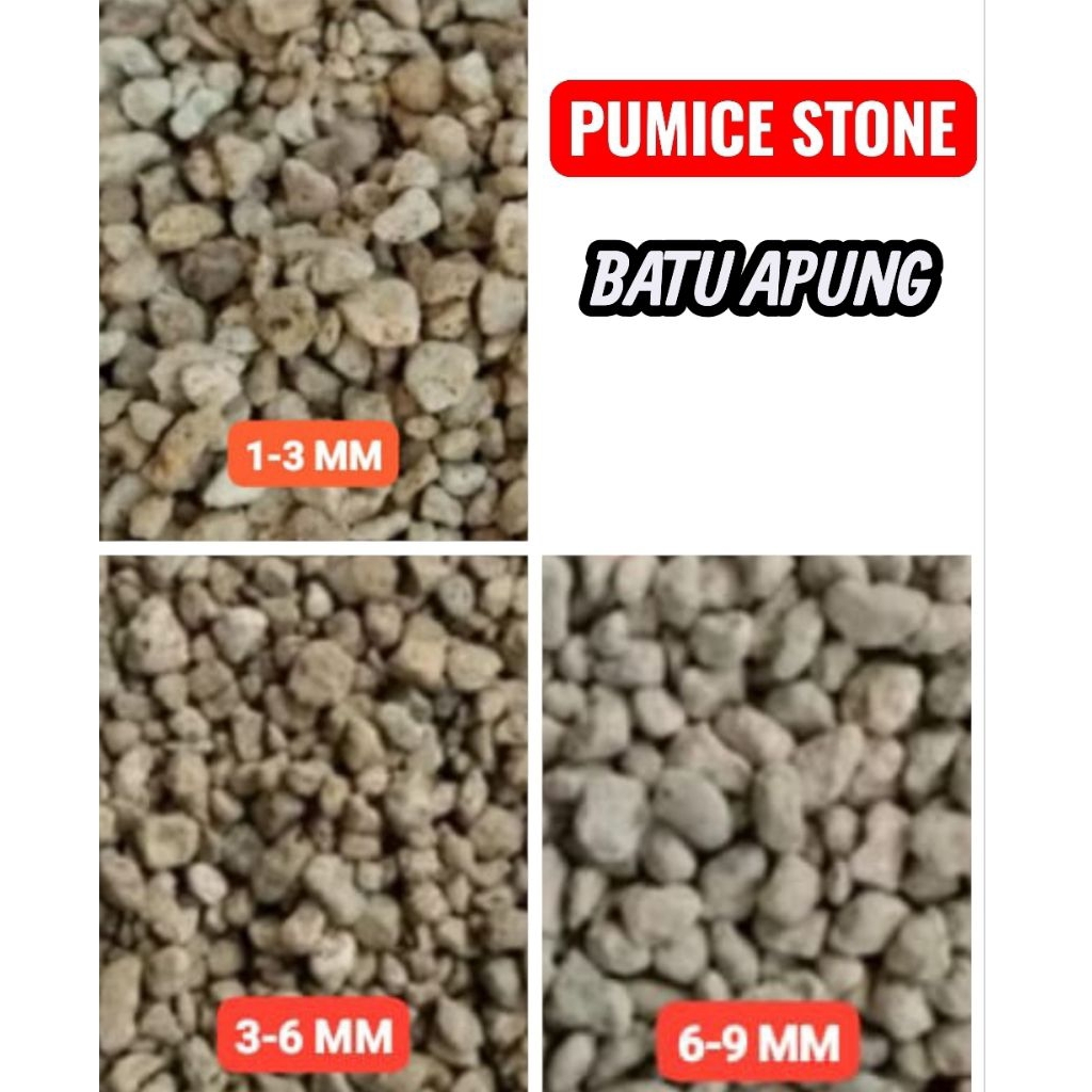 Pumice Media Tanam 1-3 mm 3-6 mm 6-8 mm 1 Kg Batu Apung Untuk Aquascape, filter Aquarium, Media Tana