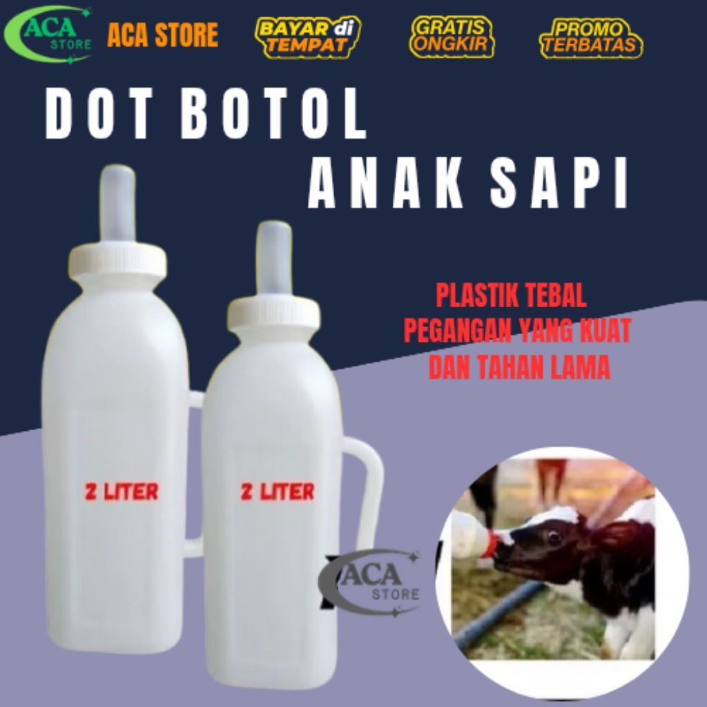 Botol Minum Susu Dot Botol Pedet/ Anak Sapi 2 Liter Puting Dot Putih ACA STORE