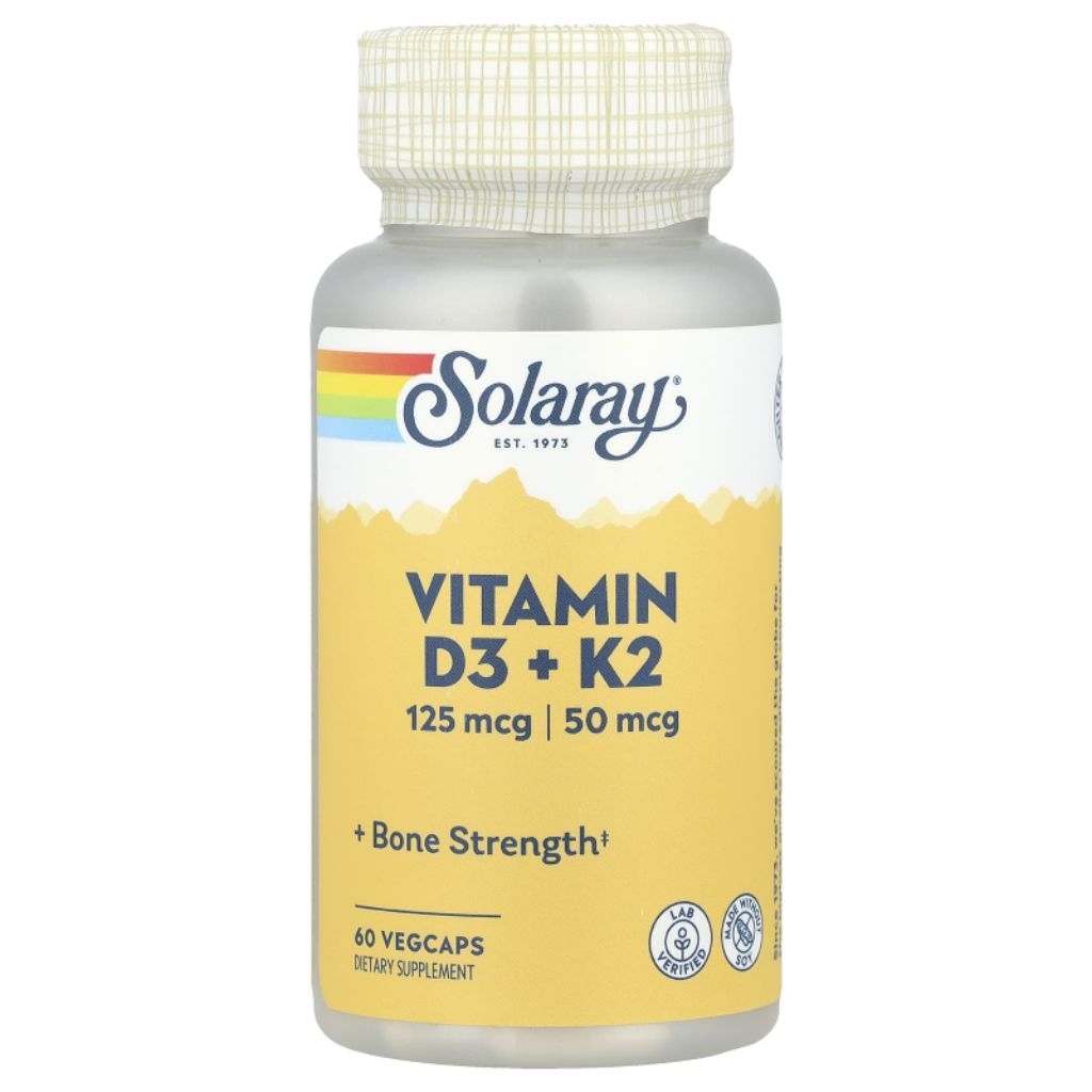 Solaray Vitamin D3 K2 5000 IU isi 60 120 Capsules