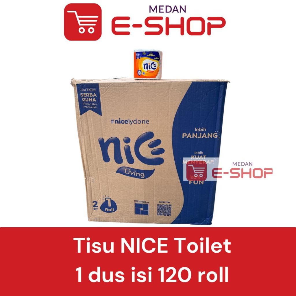 GROSIR Tisu Tissue Nice Toilet Roll Gulung Core Emboss 120 roll x 460 helai + 50 helai