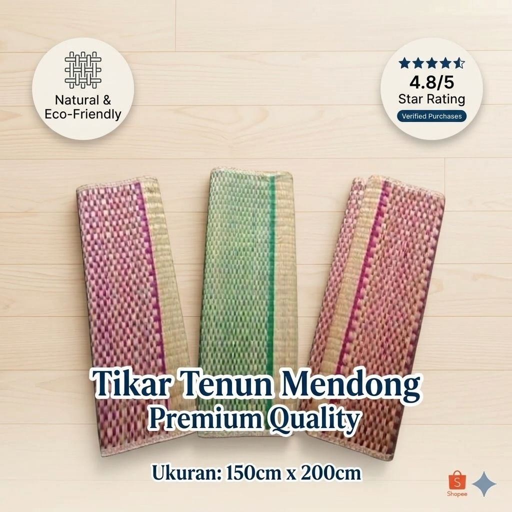 Tikar tenun mendong tikar lipat ukuran 150x200cm karpet lipat