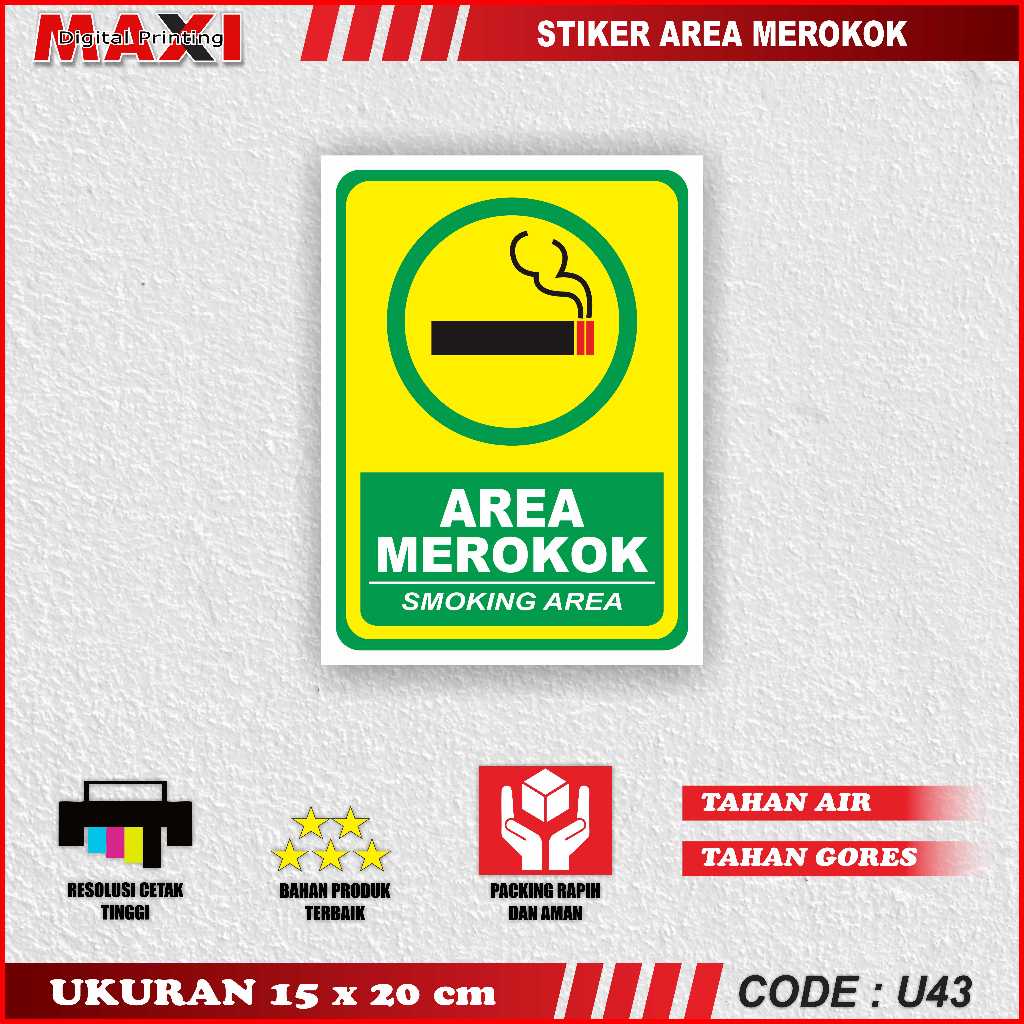 Stiker Area Merokok / Smoking Area 15 x 20 cm