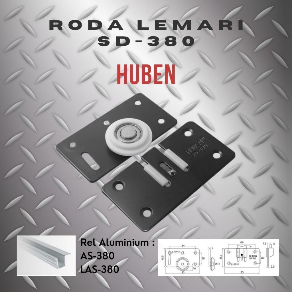 HUBEN Roda Lemari Sliding Roda Pintu Lemari SD 380
