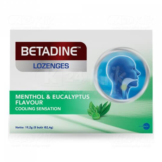 Betadine Lozenges Menthol & Eucalyptus 8 Pcs per Strip Tablet Hisap
