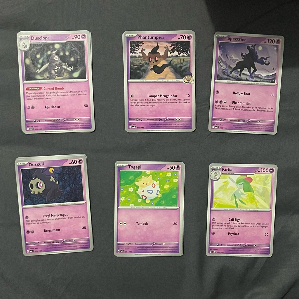 Kartu Pokemon Energi Psikis Duskull Togepi Kirlia Dusclops Phantump Spectrier