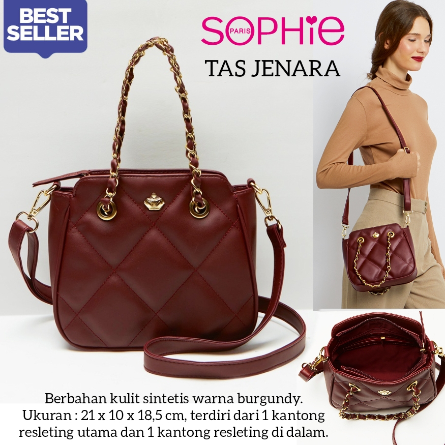 TAS JENARA JELITA SOPHIE MARTIN PARIS TAS SELEMPANG WANITA HITAM MAROON SLING BAG