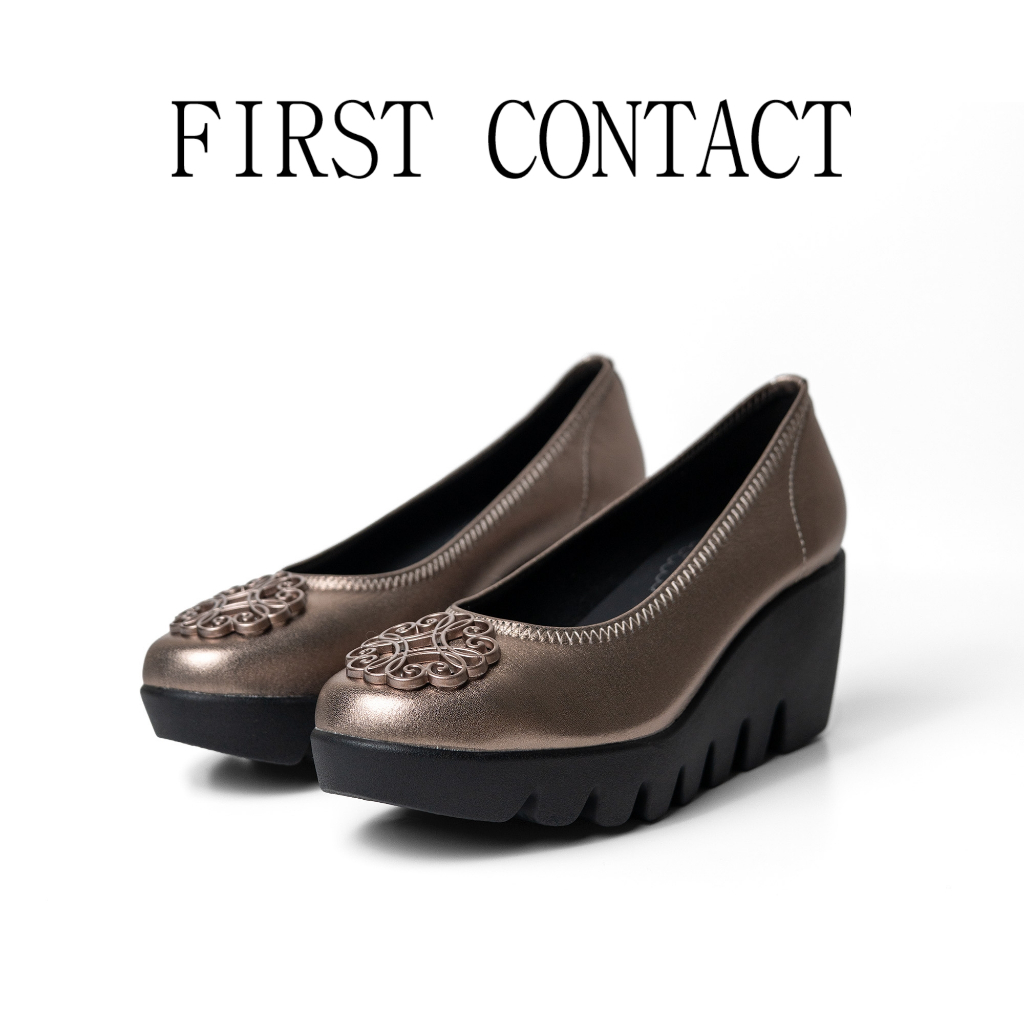 FIRST CONTACT Sepatu Wedges Wanita Elegant Aether Eterna Bronze Heels Women