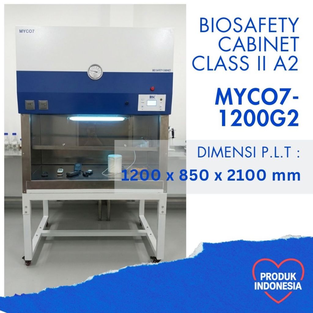 Biosafety Cabinet BSC Class II A2 MYCO7-1200G2 - 120 cm - Lemari Biosafety Galvanized Steel Powder C