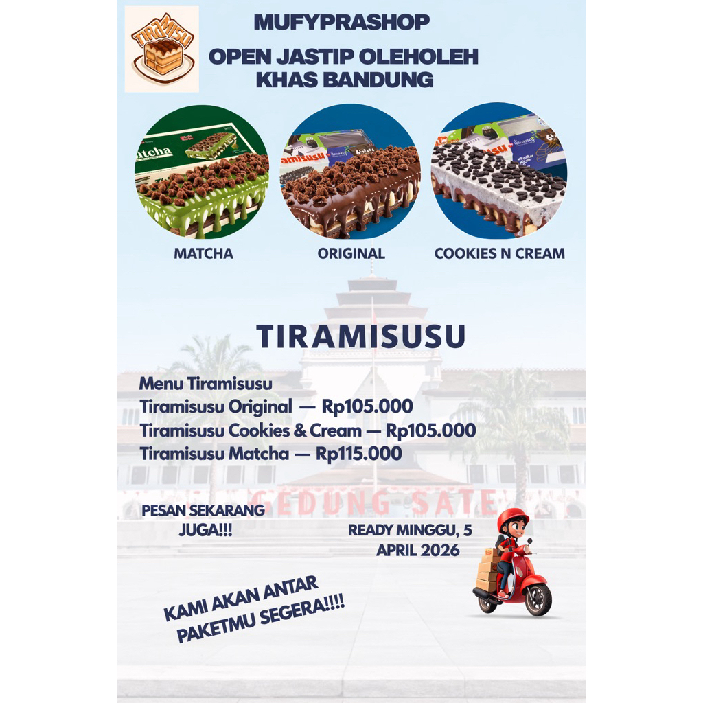 (JASTIP) PRE-ORDER TIRAMISUSU BANDUNG READY TANGGAL 05 APRIL 2026