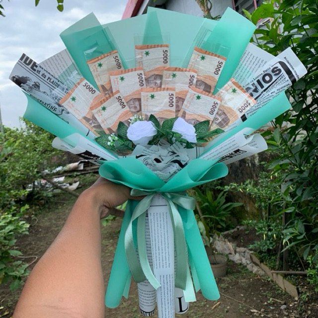 [ KHUSUS INSTAN & SAMEDAY ] Buket Uang 10 lembar lengkap dengan isinya 50.000 ( uang 5000 asli )