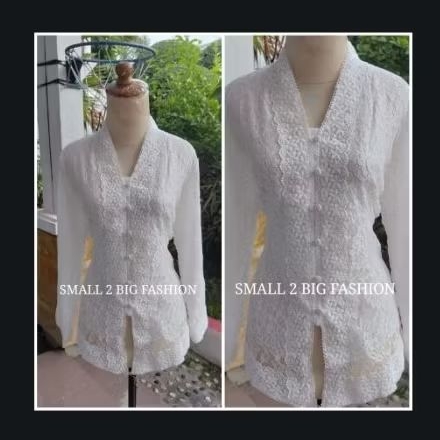 Kebaya putih / kebaya panjang putih / kebaya muslim / kebaya wisuda akad brokat brukat