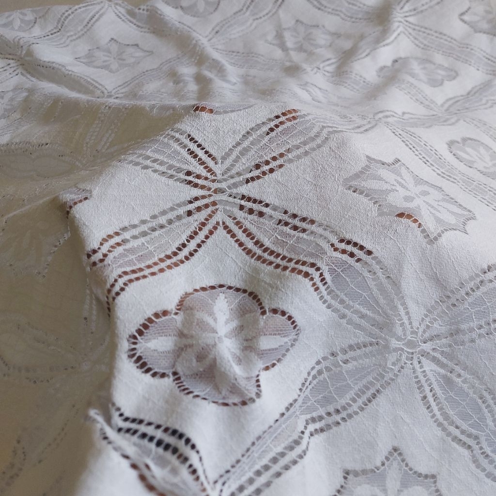 kain brokat premium  - kain brokat motif elegan  - kain brokat katun - kain brokat meteran (putih) T