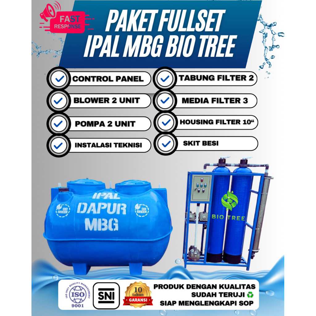 tangki ipal mbg, ipal resto, ipal mbg 2.500 liter fullset, ipal