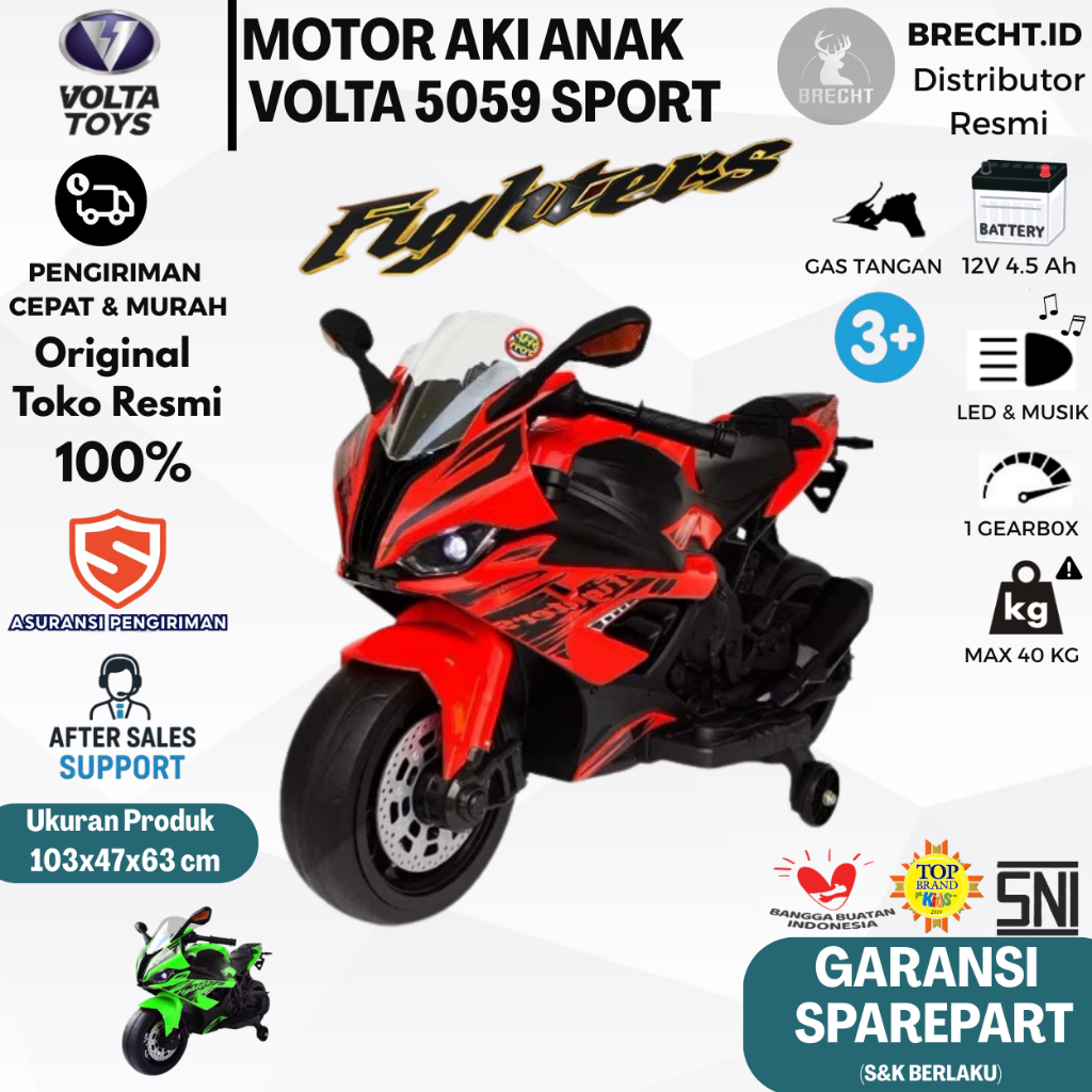 Mainan Anak Motor Aki Volta 5059 Motor Sports Mainan Anak Motoran Aki Gas Tangan