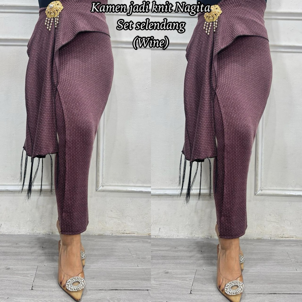 KAMEN JADI KNIT NAGITA SET SELENDANG FULL STRAIT