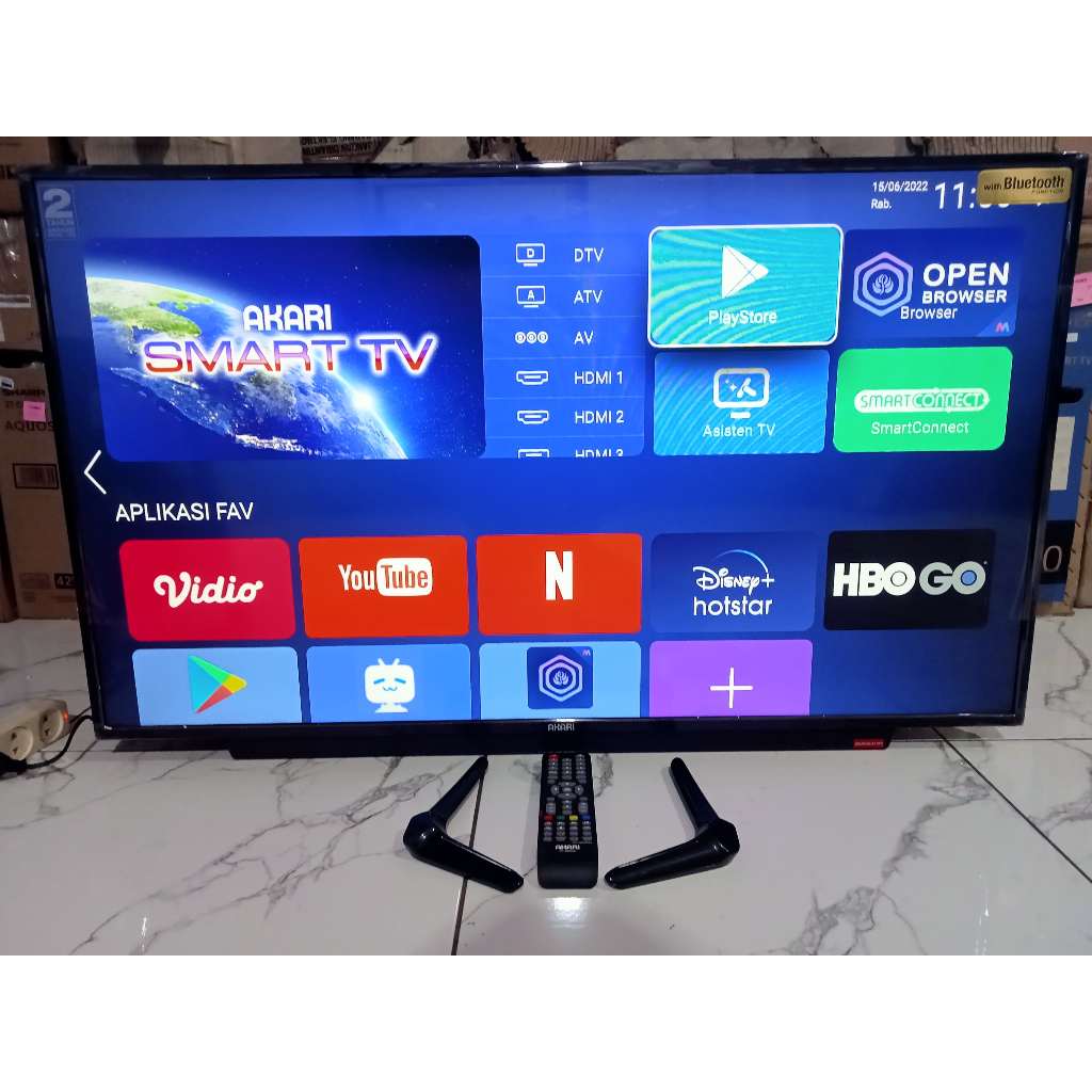 TV LED AKARI 43IN FHD ANDROID TV YOUTUBE DIGITAL TV KONDISI BEKAS PEMAKAIAN 3153F