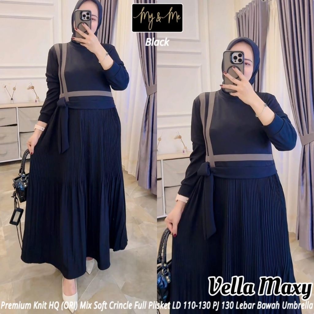 DRESS MAXI JUMBO/VELLA/DRESS MAXI WANITA PREMIUM KNIT HQ JUMBO LD 130 CM FIT XXXL