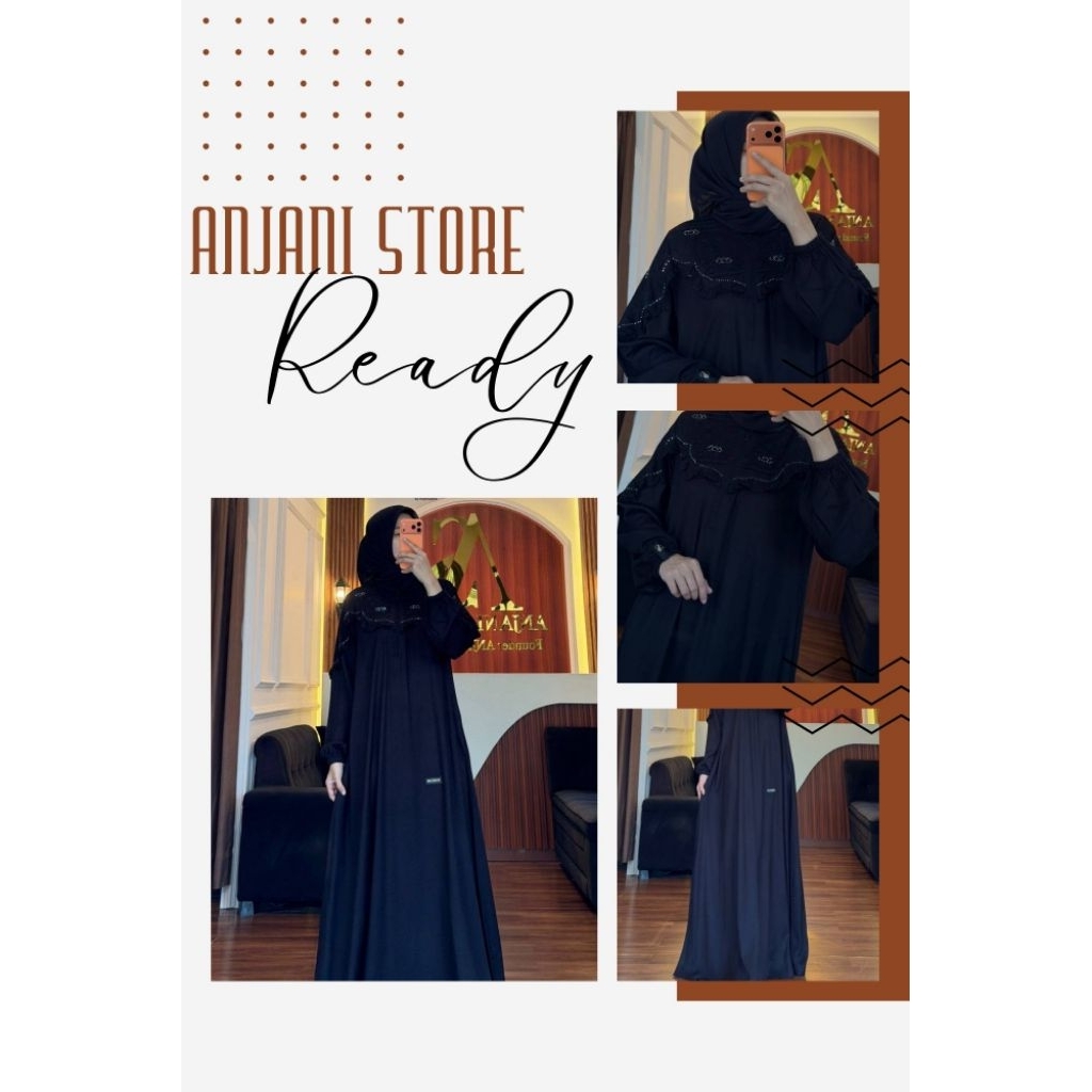 ANJANI STORE ORIGINAL TERBARU GAMIS TWILL UNIQLO DRESS HITAM BROKLAT BLINK