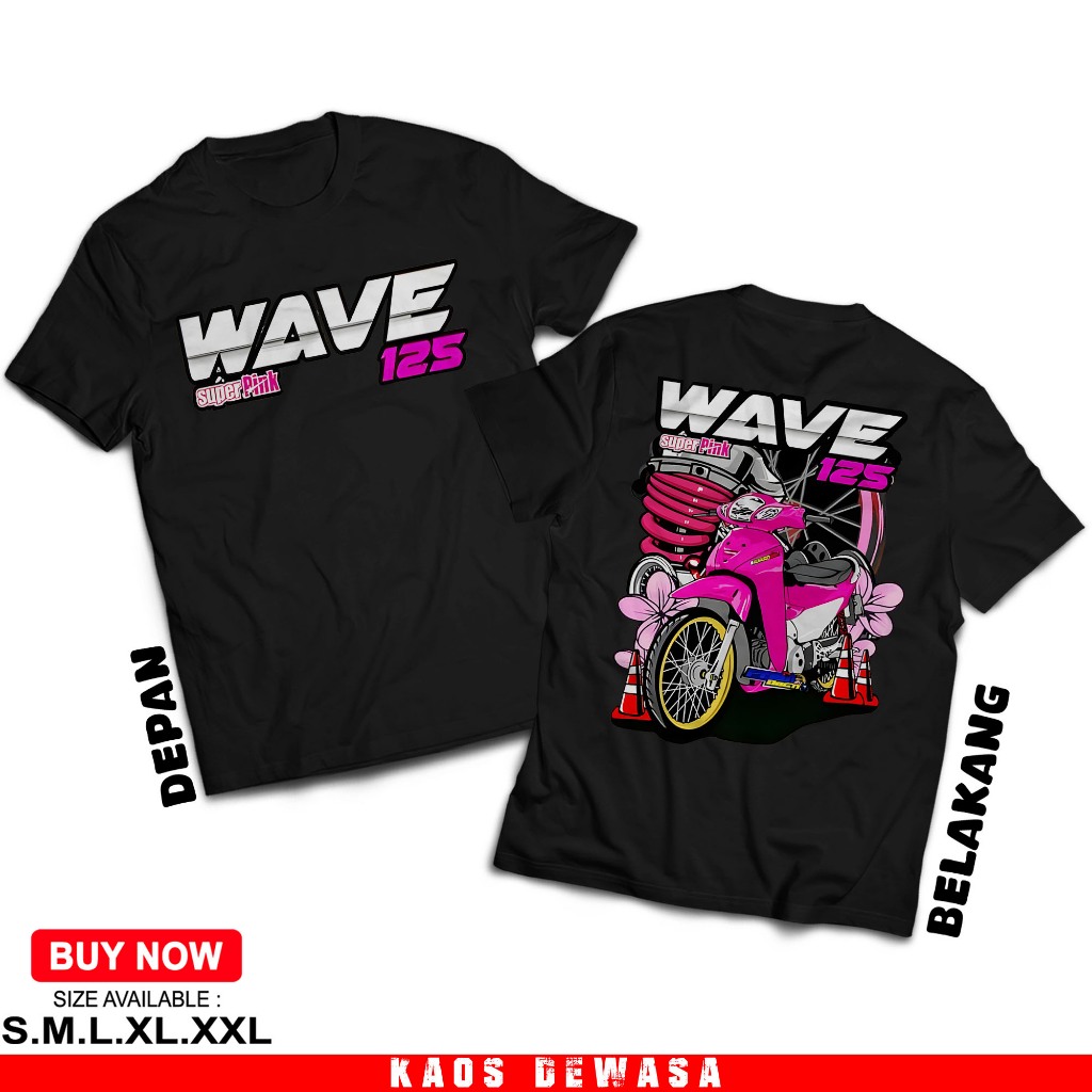 Baju Kaos Racing Wave Bagol Super Pink 125 T-shirt Kaos Racing 125/ Karisma Cotton Combed