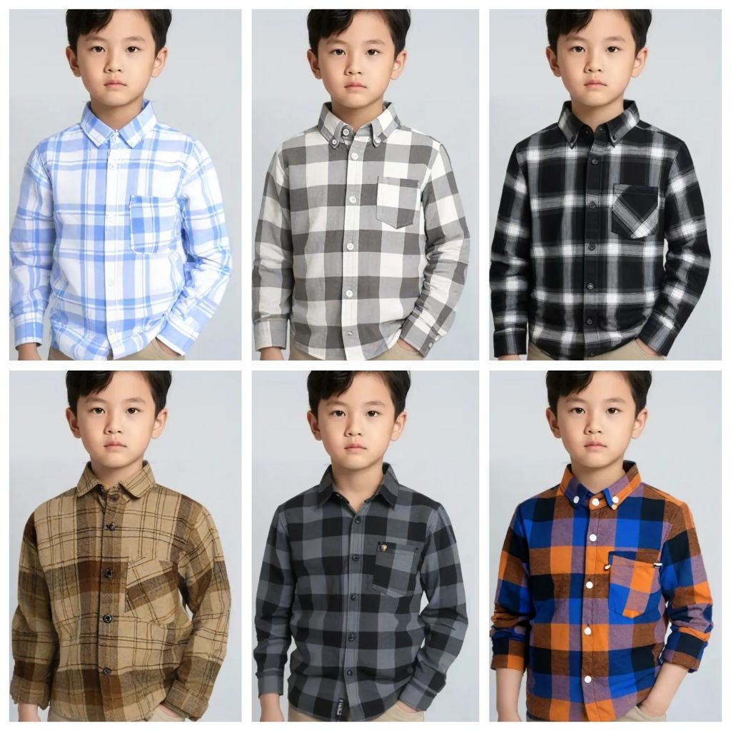 Kemeja Flanel Anak Distro | Kemeja Flanel Anak Lengan Panjang Model Korean | Kemeja Flanel Anak Laki