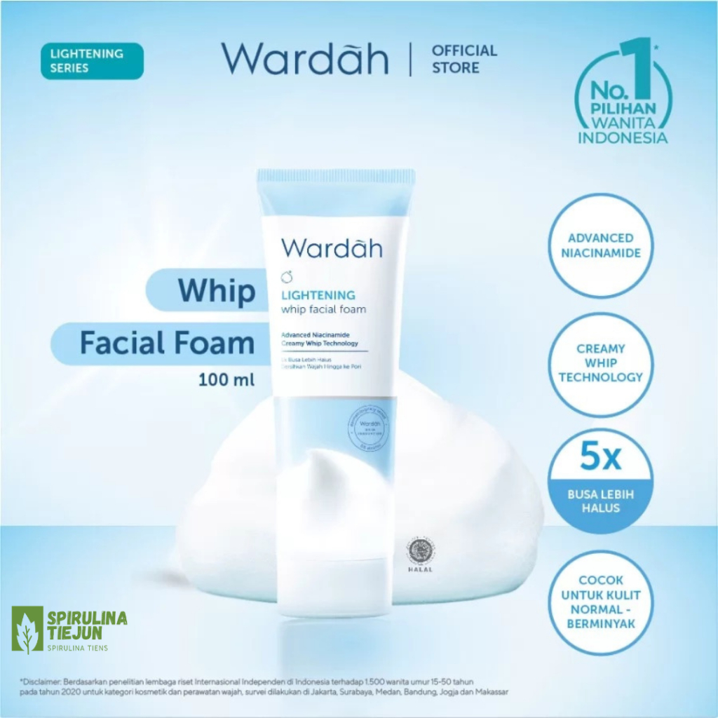 (original) Wardah Ligthening Creamy Whip Facial Foam 100ml, Facial Wash Wardah Lightening, Sabun cuc