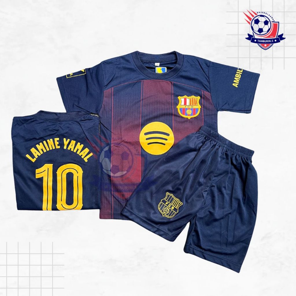 bisa cod setelan bola anak BARCA LAMINE YAMAL  terbaru set kaos sepak bola termurah berkualitas baju