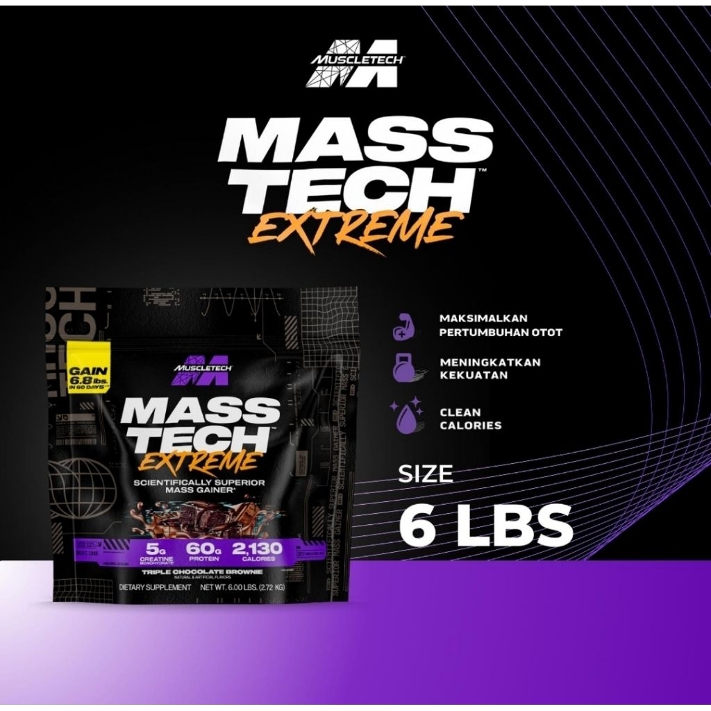 MUSCLETECH MASS TECH EXTREME 2000 GAINER MASS 6 LBS 5 SERVING