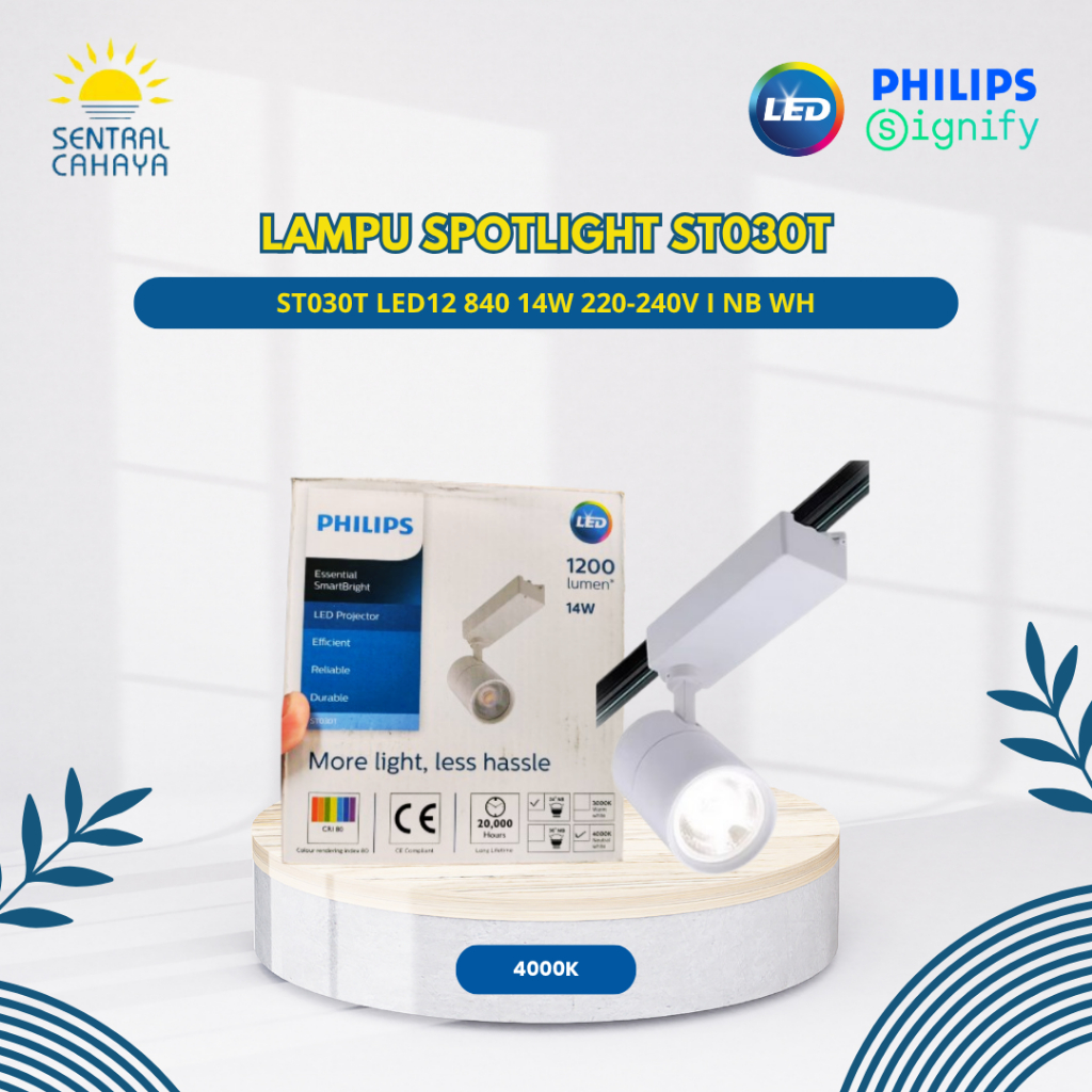 LAMPU SPOTLIGHT MEREK PHILIPS ST030T LED12/840 14W 220-240V I NB WH