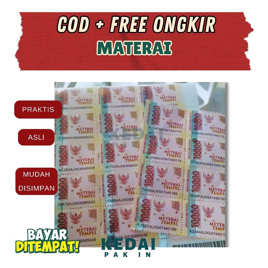 MATERAI 10.000 ASLI POS INDONESIA 1 PCS MATERAI TEMPEL 10RB
