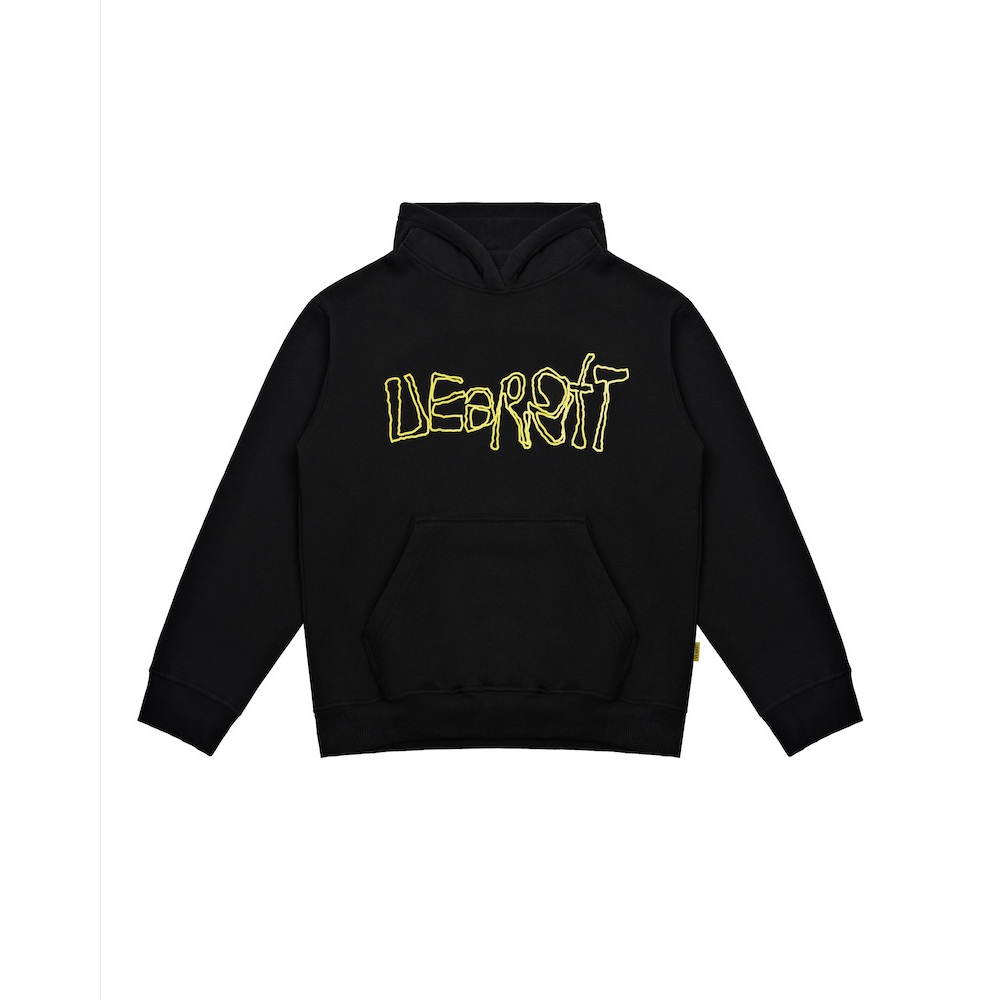 Vearst Pullover Hoodie Boxy Fit Potry Black - Heavyweight Cotton