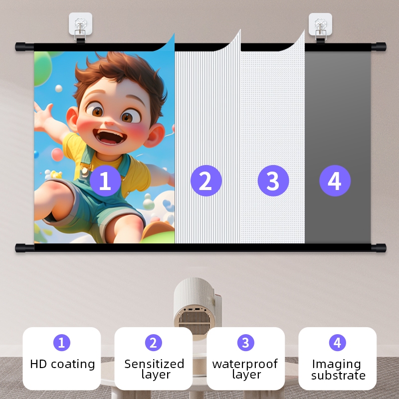 Zhike Layar Proyeksi Gantung Layar Dinding16:9 4K HD Screen Proyektor Kain Layar Proyektor Antilight