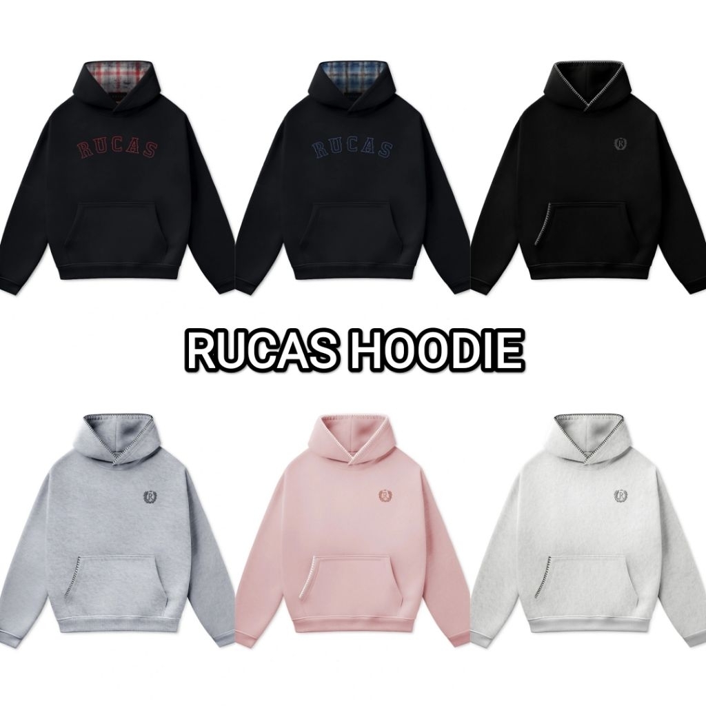 [100% ORIGINAL] HOODIE RUCAS REVERSIBLE FLANNEL BLUE RED | ULTRA STITCH PINK GREY BLACK