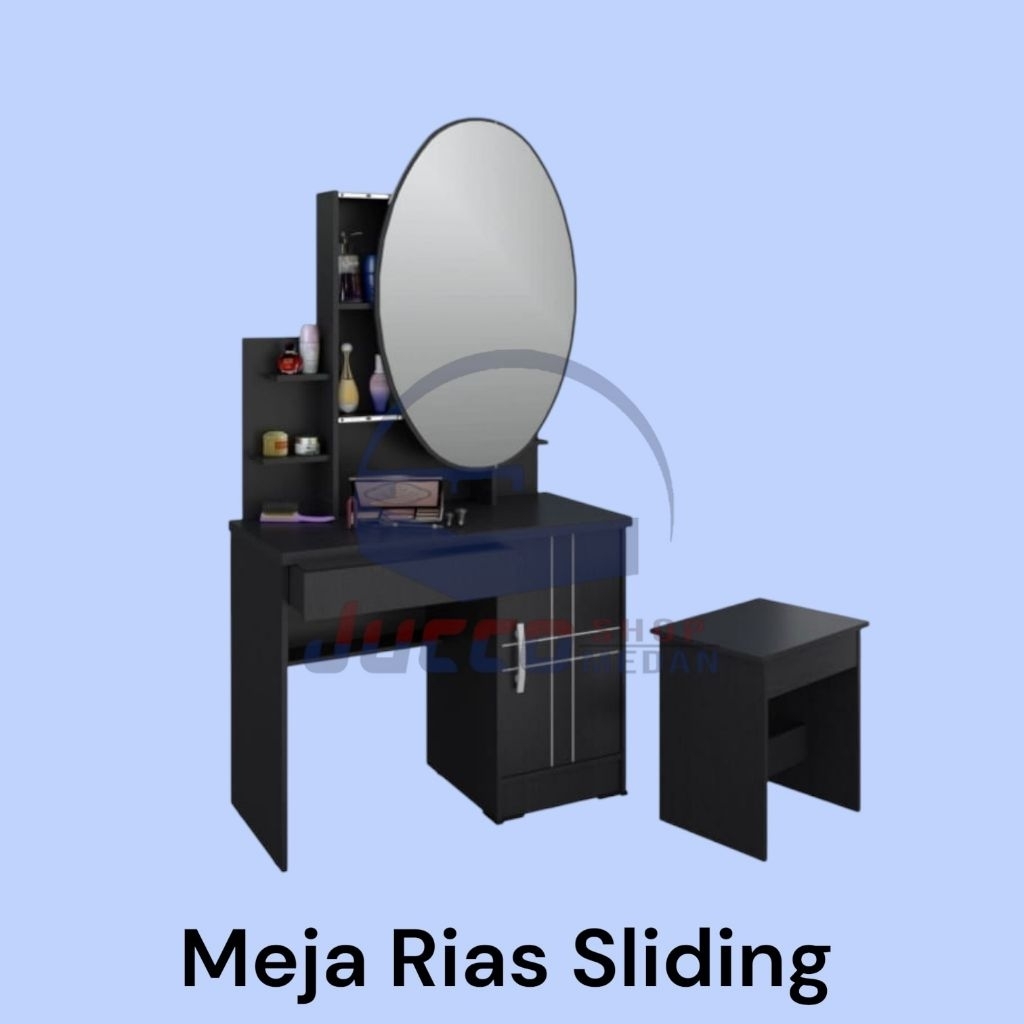 [ JUCCO ] Meja Rias Oval Sliding - Meja Rias Murah kaca Sorong - Tiolet 80cm - Medan