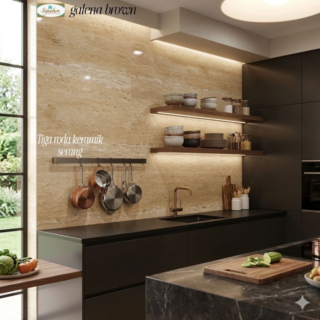 keramik 30x60 dinding/galena brown/ signature kw 1/ dapur/keramik kamar mandi/keramik 30x60 glossy/k